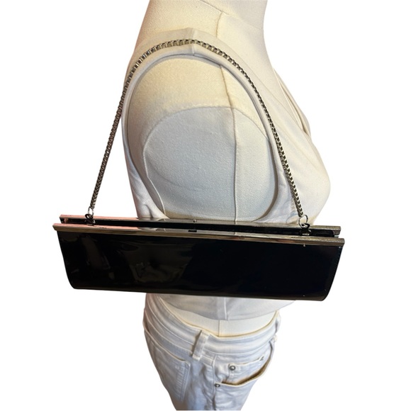 Hand-Painted, One-of-a-Kind Retro Chain Clutch with Red and Yellow Pinstripes - Picture 5 of 5